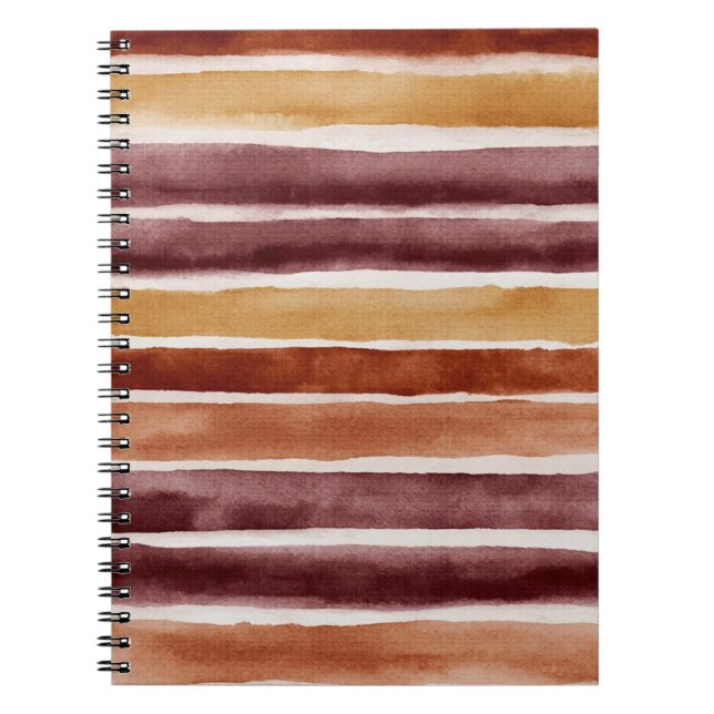 Burgundy Peach Orange Red Stripes Notebook (Front)