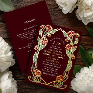 Burgundy Peony Art Nouveau Wedding All in One
