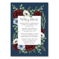 Burgundy Peony Dusty Blue Mariage Cartes de boîtie
