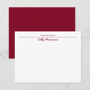 Burgundy Personalized From the Desk Of Card