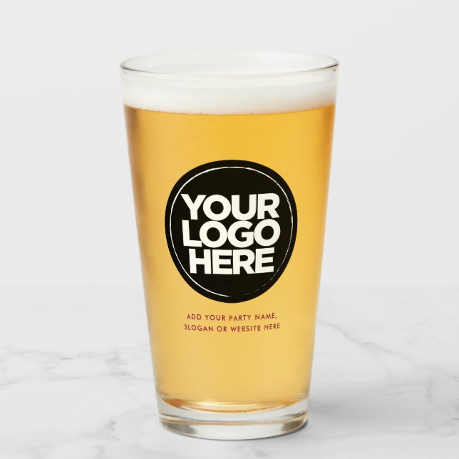 Burgundy | Personalized Logo and Text Beer Glasses (Front Filled)