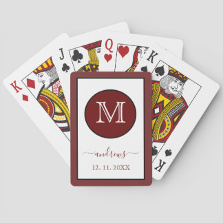 Burgundy Personalized Monogram and Name Playing C Cards
