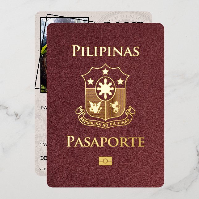 Burgundy Philippines Passport Save The Date (Front/Back)