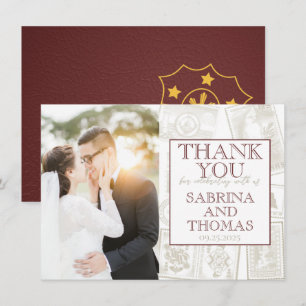 Burgundy Philippines Wedding Photo Thank You Card
