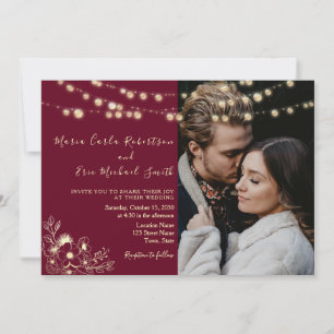 Burgundy Photo All-in-One Wedding Invite