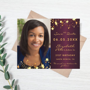 Burgundy photo Anniversaire Enregistrer la carte D