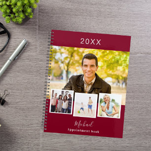 Burgundy photo collage appointments 2026 planner