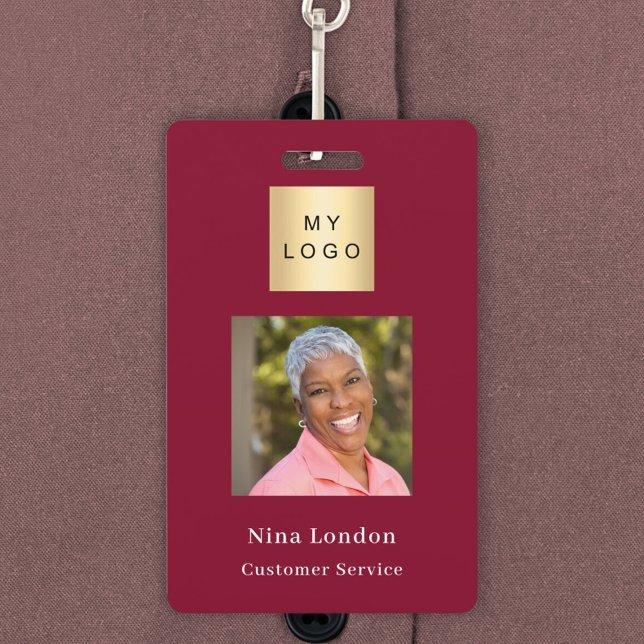 Burgundy photo name QR code business logo Badge (Creator Uploaded)