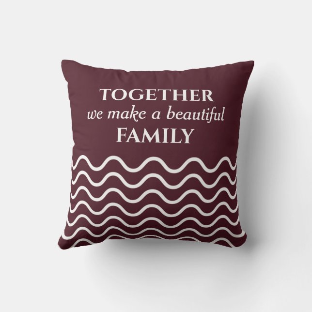 Burgundy Photo Quote Wavy Pattern Double Sided Throw Pillow (Back)