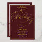 Burgundy photo script border wedding gold