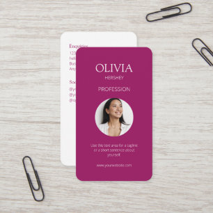 Burgundy Photo Social QR Code Business Card