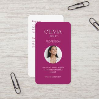 Burgundy Photo Social QR Code Business Card