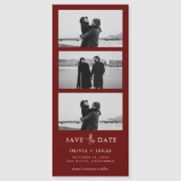 Burgundy Photo Strip Magnetic WeddingSave The Date