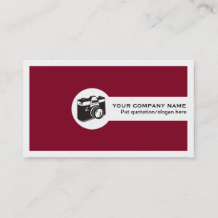 Burgundy photographer camera and borders business card