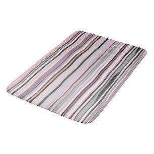Burgundy, Pink and Purple Wavy Stripes Bath Mat