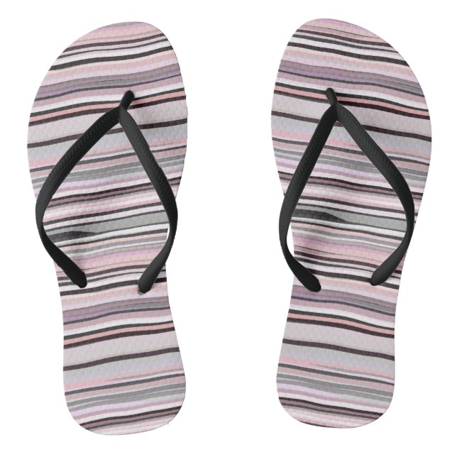 Burgundy, Pink and Purple Wavy Stripes Flip Flops (Footbed)