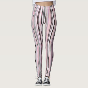 Burgundy, Pink and Purple Wavy Stripes Leggings