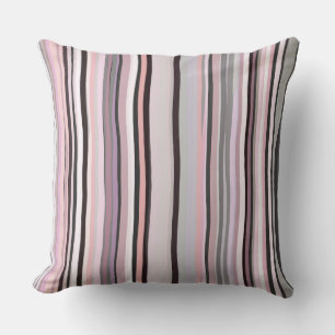 Burgundy, Pink and Purple Wavy Stripes Throw Pillow