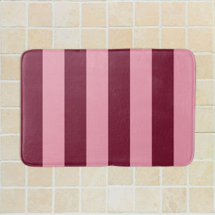 Burgundy Pink Big Stripe Pattern Bold Cherry Red Bath Mat