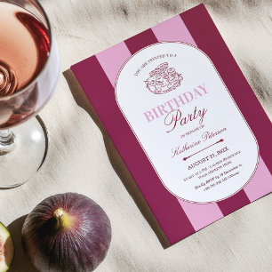 Burgundy Pink Birthday Party Invitation