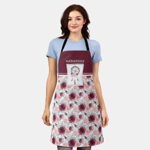 Burgundy Pink Blush Floral Dreamcatcher Pattern Apron