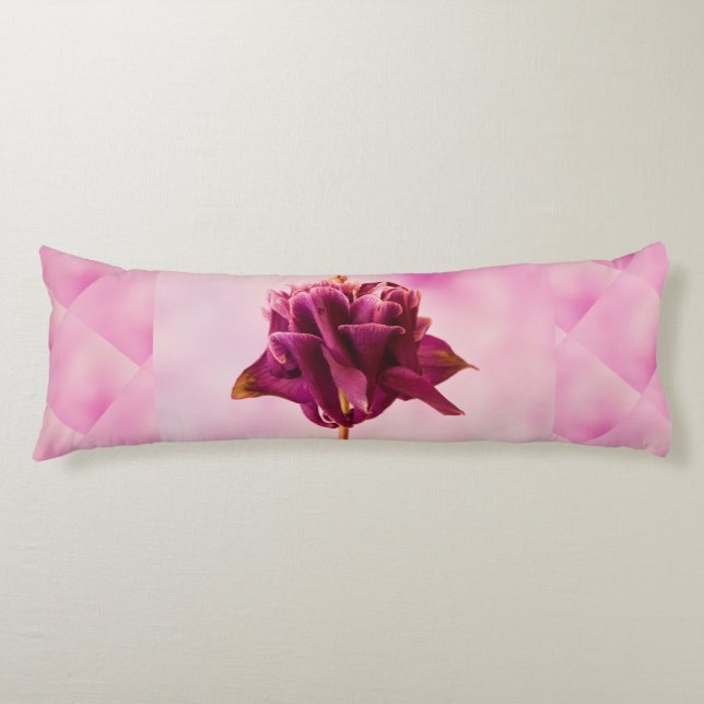 Burgundy Pink Columbine Body Pillow (Front)