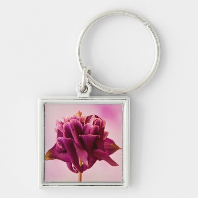 Burgundy Pink Columbine Keychain (Front)