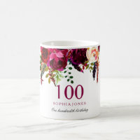 Burgundy Pink Floral 100th Birthday Guest Gift