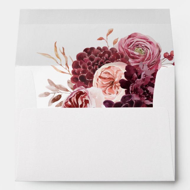  Burgundy & Pink Floral 8A Envelope (Back (Bottom))