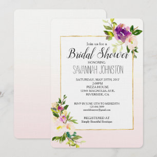 Burgundy Pink Floral Bridal Shower Invitation