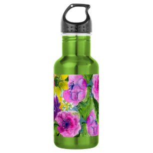 Burgundy Pink Floral Garland Rescheduled Wedding 532 Ml Water Bottle