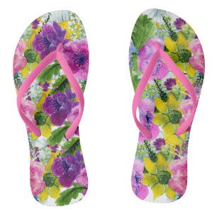 Burgundy Pink Floral Garland Rescheduled Wedding Flip Flops