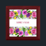 Burgundy Pink Floral Garland Rescheduled Wedding Gift Box<br><div class="desc">Burgundy Pink Floral Garland Rescheduled Wedding gift box | Beautiful elegant lilac pink watercolor floral wedding reception paper napkins,  personalized with the bride's and groom's names.</div>