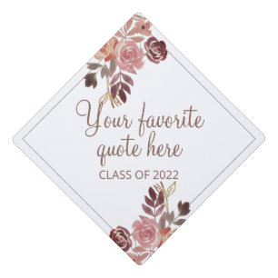 Burgundy Pink Floral Graduation Graduation Cap Topper