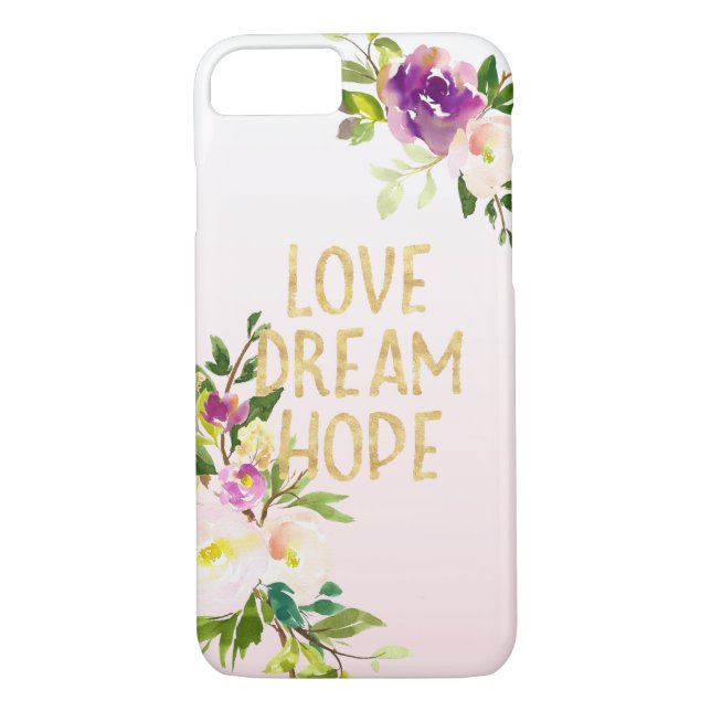 Burgundy Pink Floral Love Dream Hope Case-Mate iPhone Case (Back)