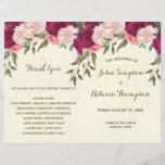 burgundy pink floral wedding ceremony program<br><div class="desc">This elegant wedding ceremony program/order of service has a beautiful burgundy and pink blush floral design, set on an ivory background. All the information can be personalized to suit your requirements. Simply edit the relevant text box areas. Fonts and font color can also be changed if desired. **please note that...</div>