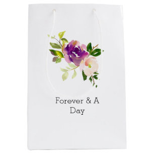 Burgundy Pink Floral Wedding Medium Gift Bag