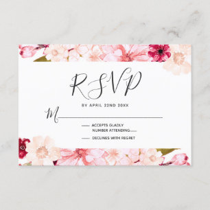 Burgundy & Pink Floral Wedding RSVP Response