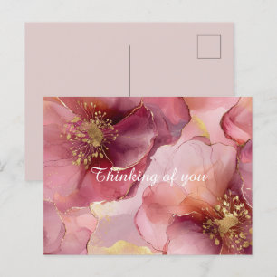 Burgundy Pink Flowers Postcard