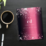 Burgundy pink glitter monogram 2025 planner<br><div class="desc">A burgundy background with pink faux glitter dust.  Personalize and add your monogram initials,  name and a year 2023 (or any year)</div>