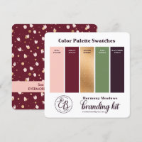 Burgundy Pink & Gold Colour Palette Swatch Card