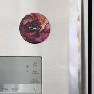 Burgundy Pink Gold Floral  Magnet