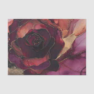 Burgundy Pink Gold Floral Tissue Paper