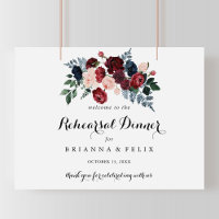 Burgundy Pink Horizontal Rehearsal Dinner Welcome 