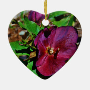 Burgundy Pink Lenten Rose Ceramic Ornament