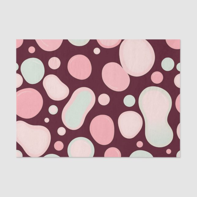 Burgundy Pink Mint Organic Blob Pattern Abstract Tissue Paper (Front)