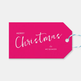 Burgundy Pink Modern Geometric Christmas Gift Tags