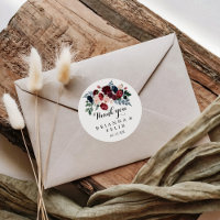 Burgundy Pink Navy Floral Thank You Wedding Favour