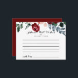 Burgundy Pink Navy Floral Wedding Advice Card<br><div class="desc">This burgundy pink navy floral wedding advice card is perfect for a rustic wedding. The design features watercolor pink, blush, navy, blue and burgundy peonies, roses with green foliage neatly assembled into elegant bouquets. These cards are perfect for a wedding, bridal shower, baby shower, graduation party & more. Personalize the...</div>