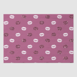 Burgundy Pink Red Glitter White Kisses Lips Tissue Paper